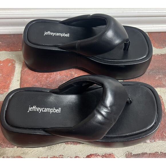 Jeffrey Campbell Black Crybaby Platform Thong Sandals Flip Flops 90s Size 7.5 - Picture 4 of 11
